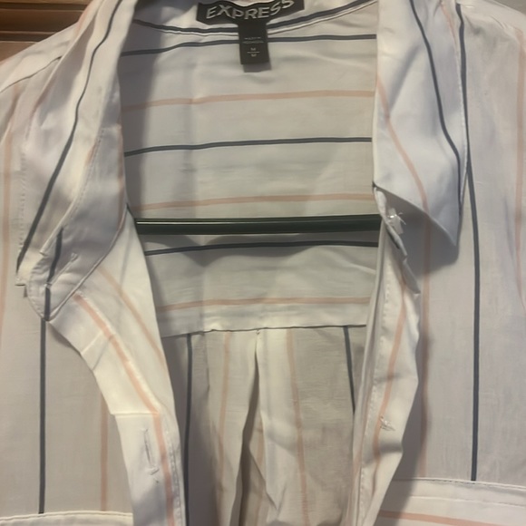Express button down size medium white blue pink - Picture 2 of 3